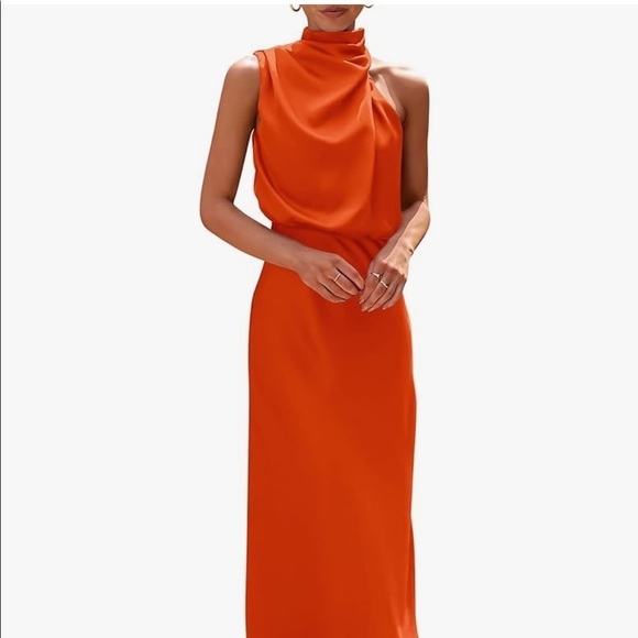 Elegant Orange Sleeveless Dress Large - Picture 1 of 6